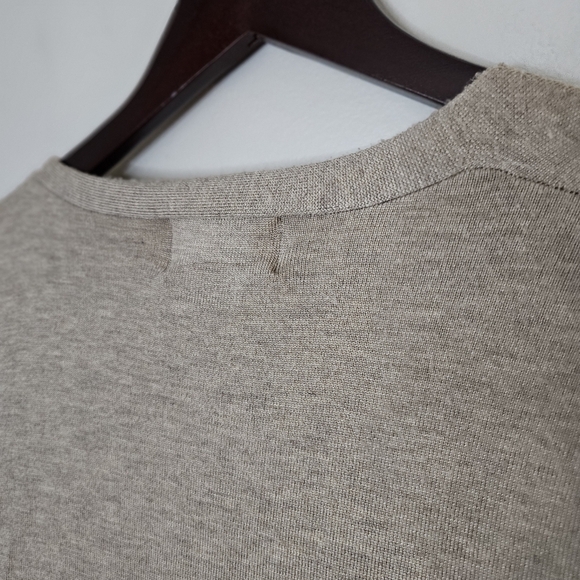 Modern Citizen Front-Wrap Dress Lenese Midi Oatmeal Tan V-Neck Business Casual - Picture 11 of 16